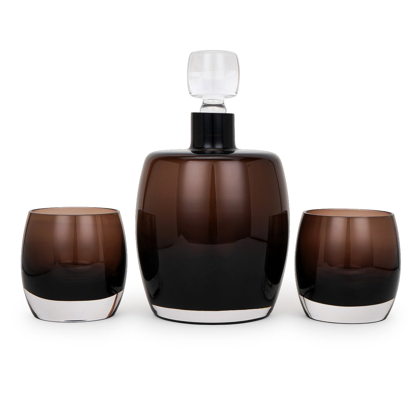 Ember Smoke Crystal Decanter Set with 2 Whiskey Glasses