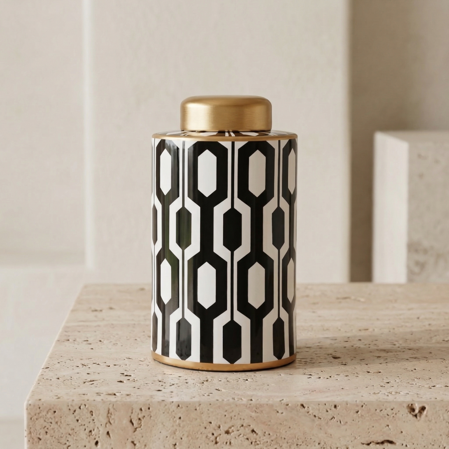 Art Deco Mono Lattice Cannister-Large