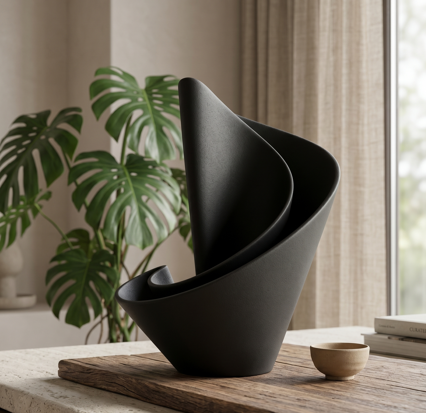 Velum Fold Vase - Black