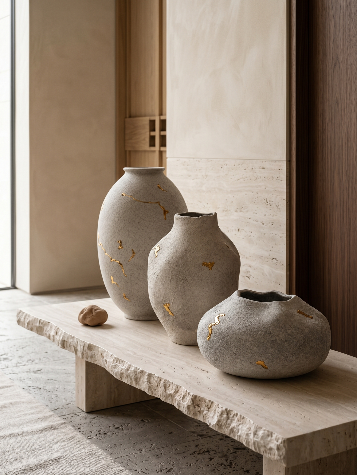 Kintsugi Ceramic Vases | Set of 3