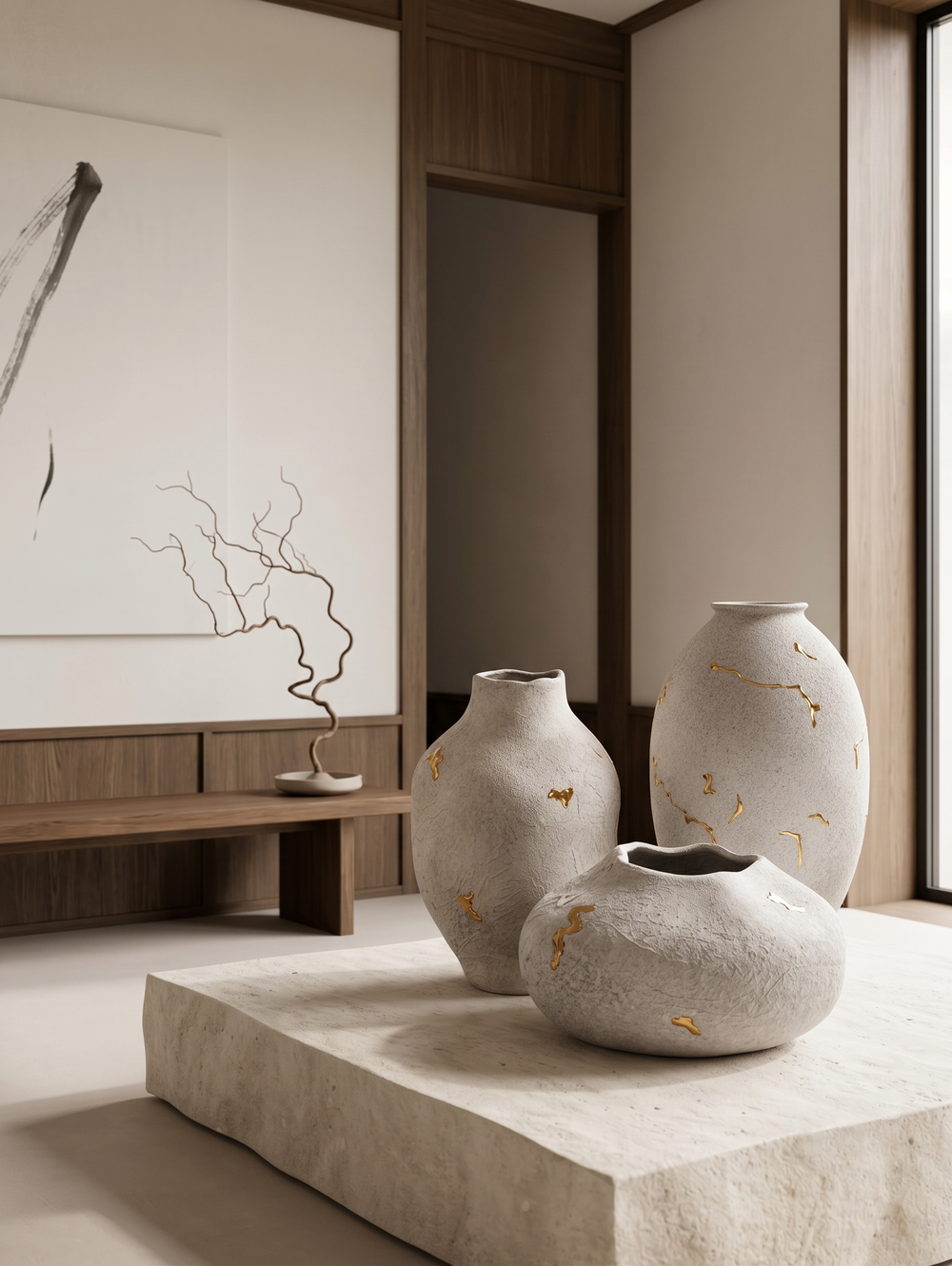 Kintsugi Ceramic Vases | Set of 3