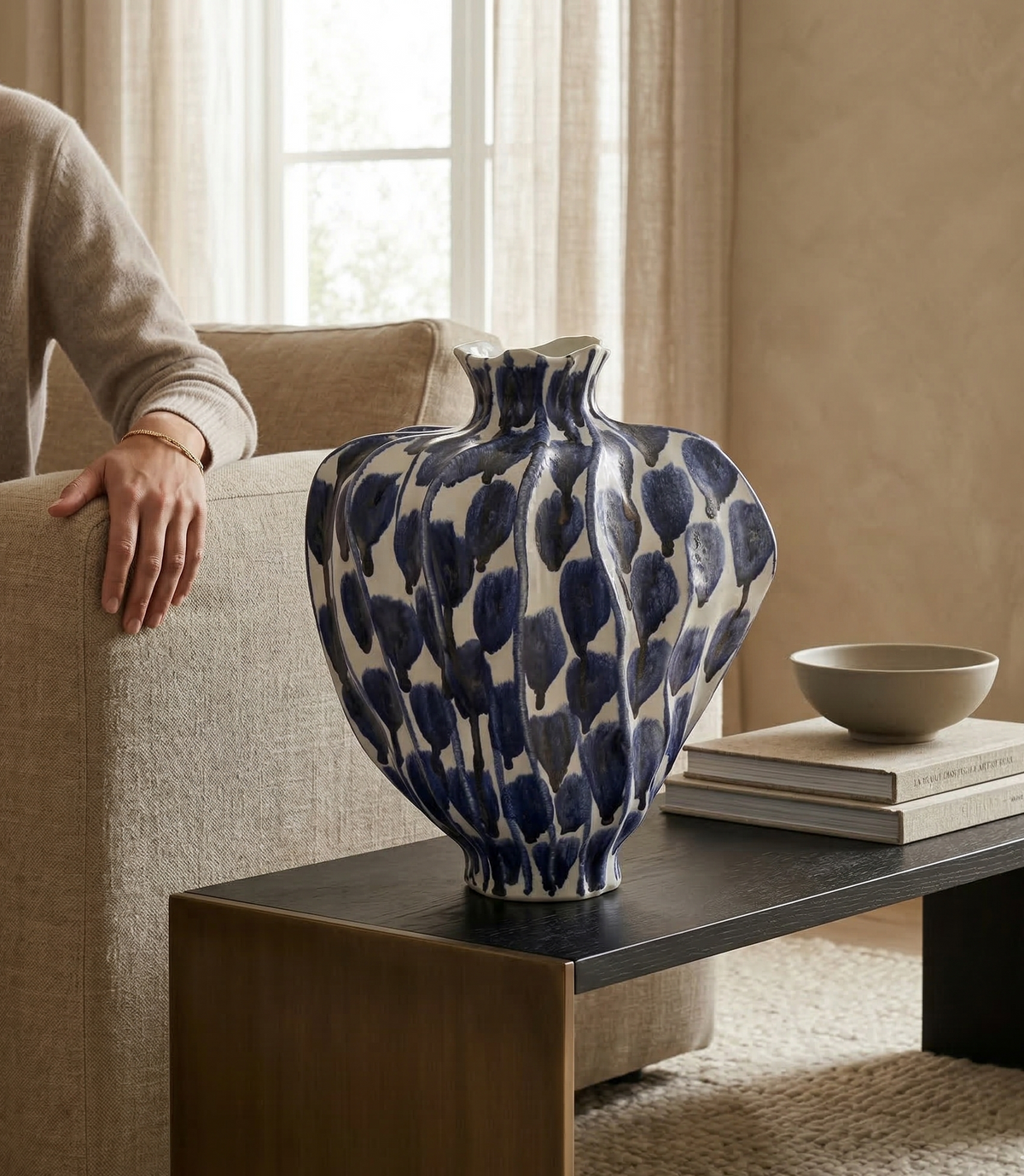 Indigo Bloom Porcelain Vase