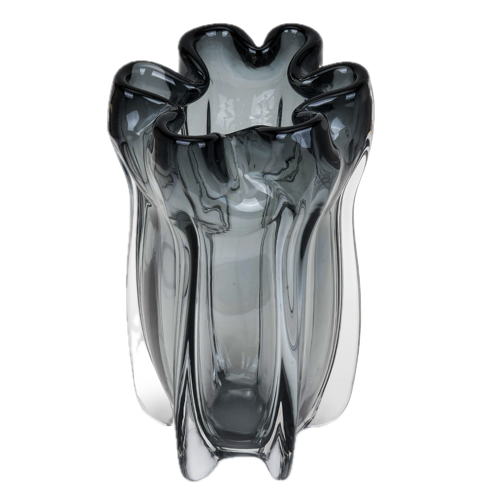 Obsidian Ripple Crystal Vase