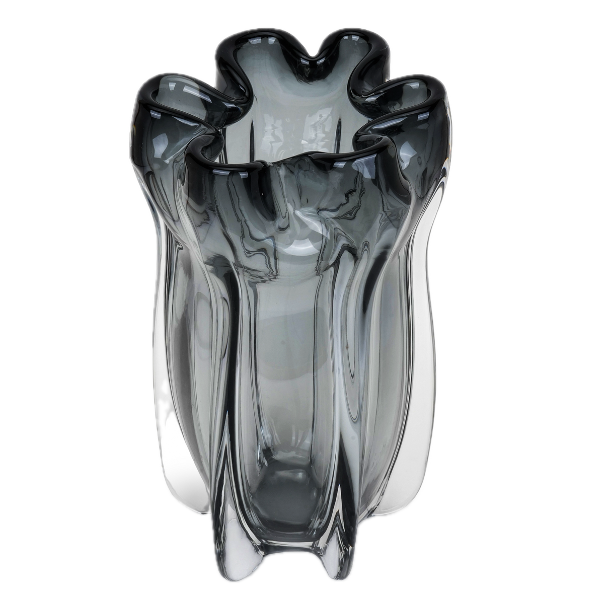Obsidian Ripple Crystal Vase
