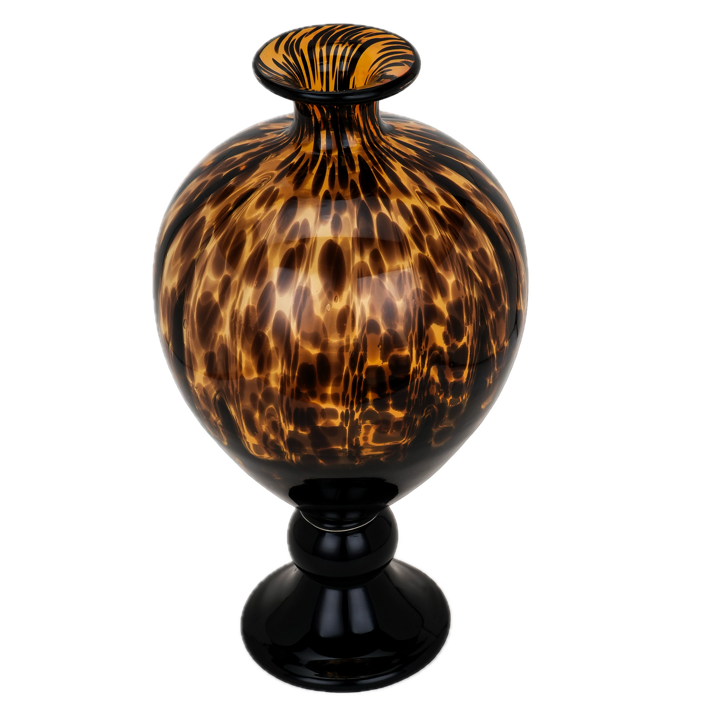 Tortoiseshell Pedestal Glass Vase