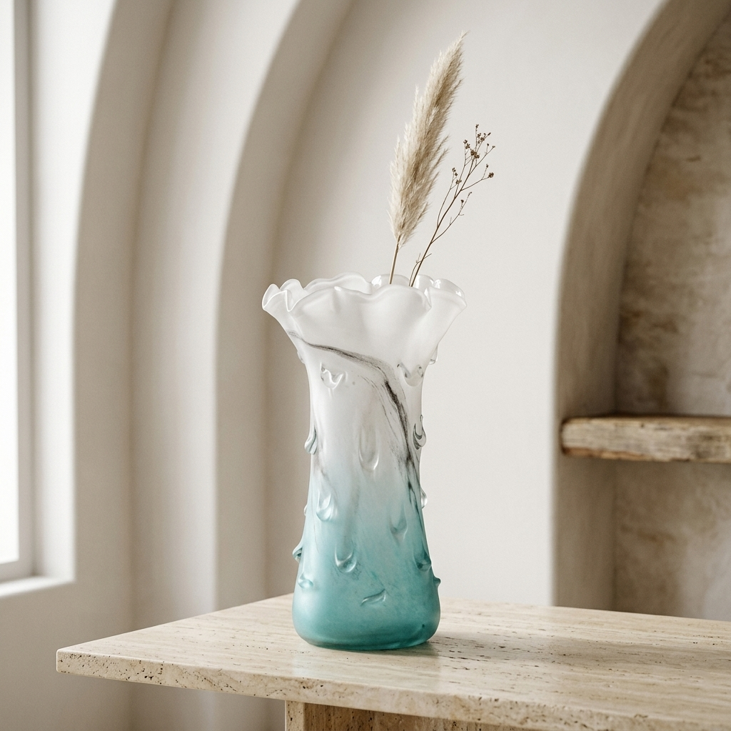 Coastal Tide Art Glass Vase