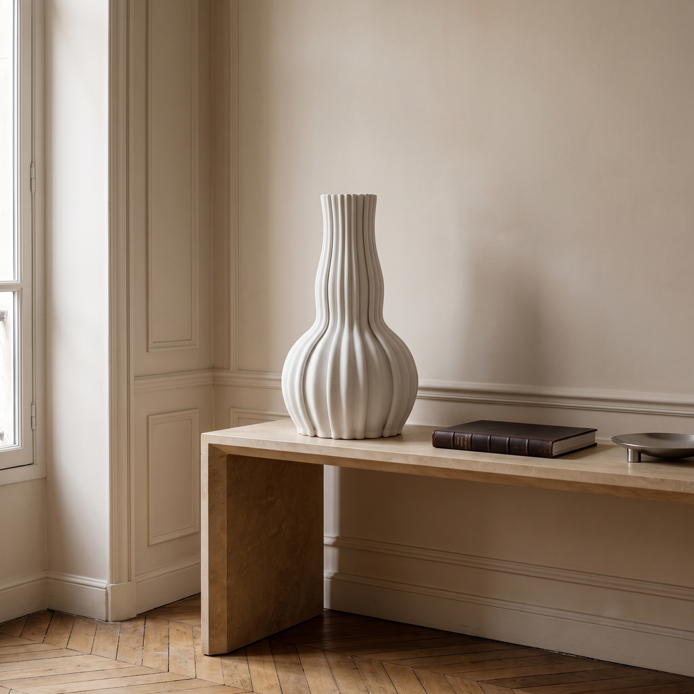 Pleated Ballroom Vase - White