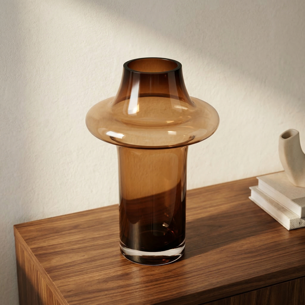 Cognac Flare Glass Vase