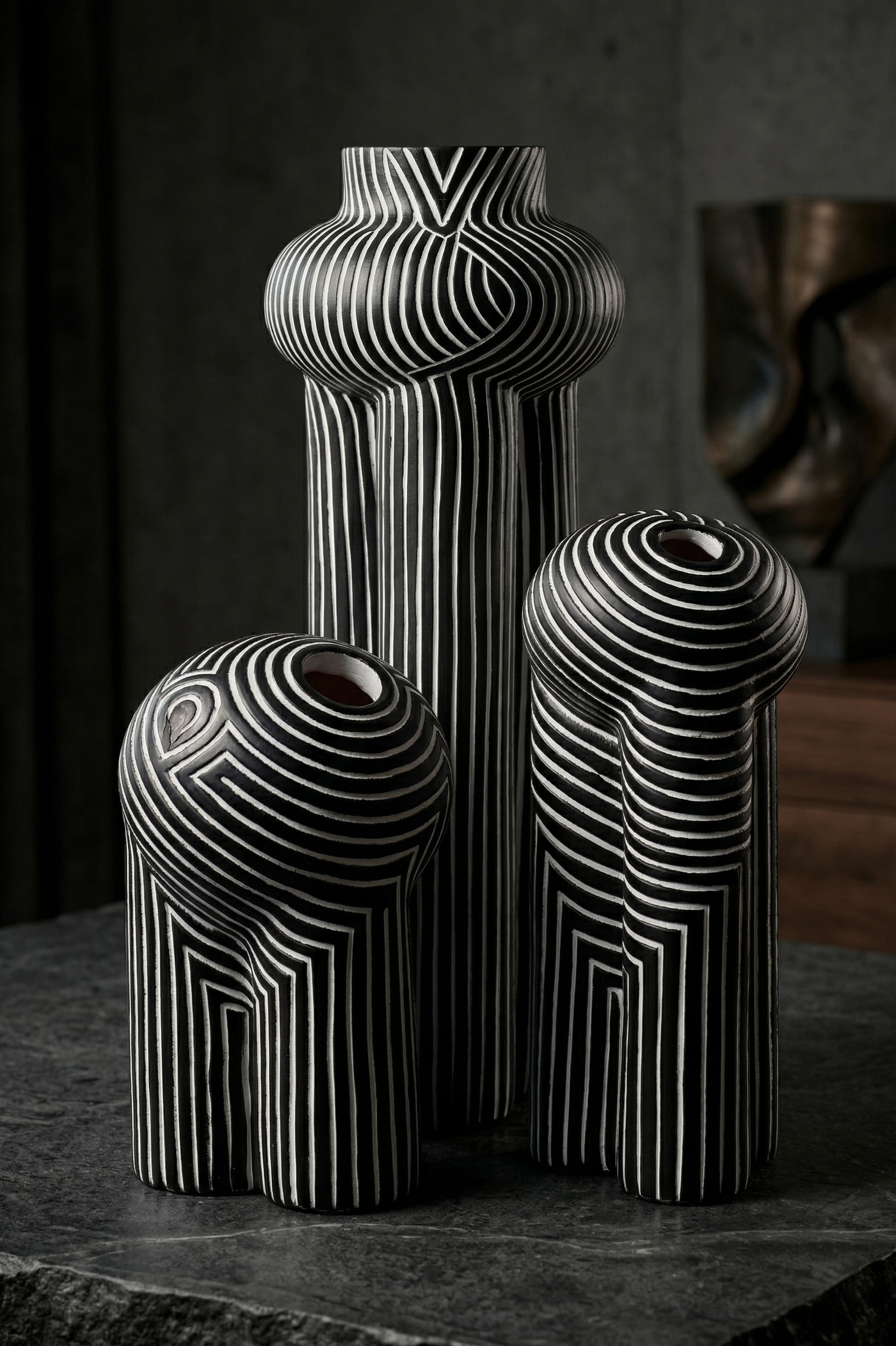 Memphis Noir Vase Set