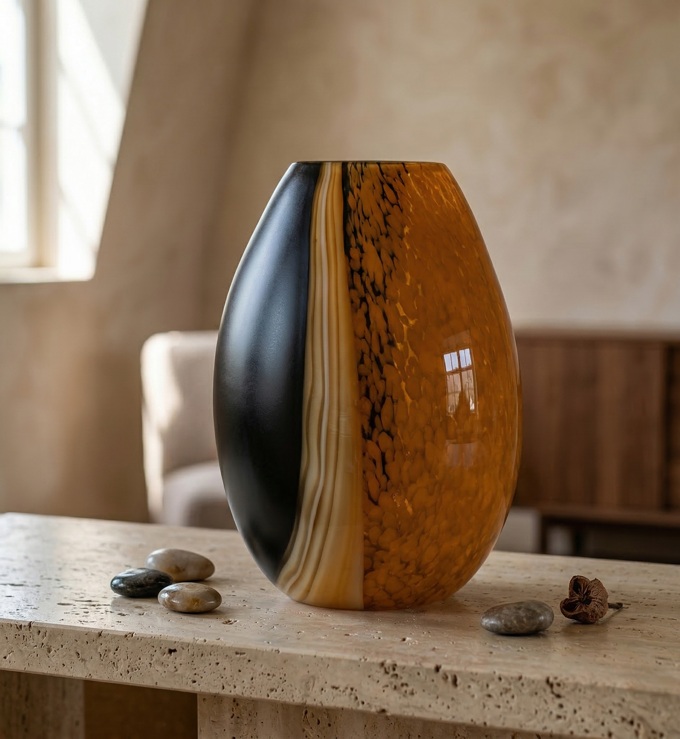 Molten Amber Glass Vase
