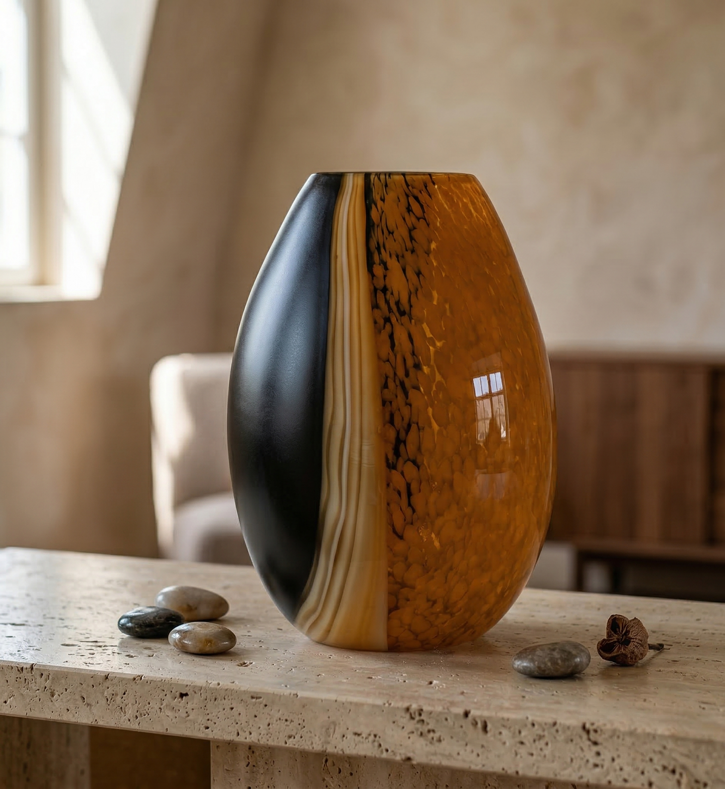 Molten Amber Glass Vase
