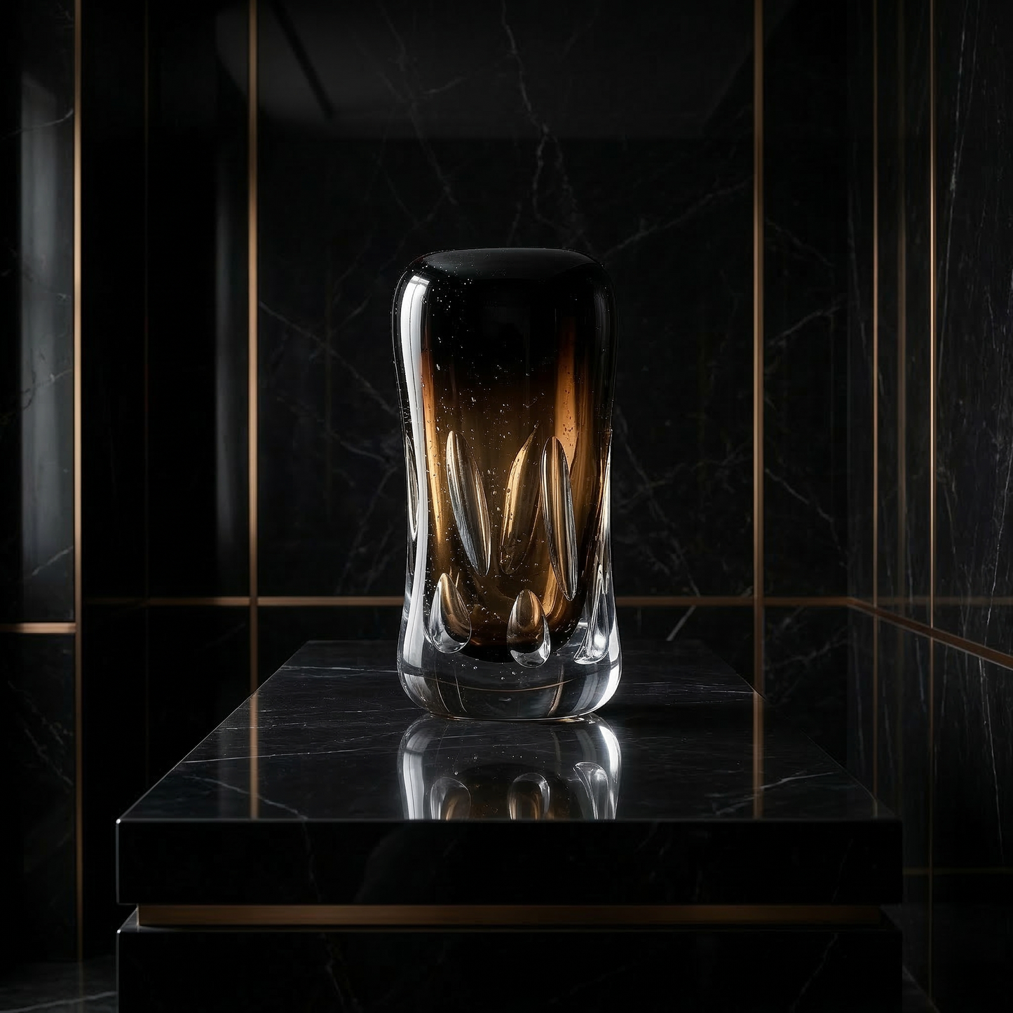 Umber Nebula Art Crystal Vase