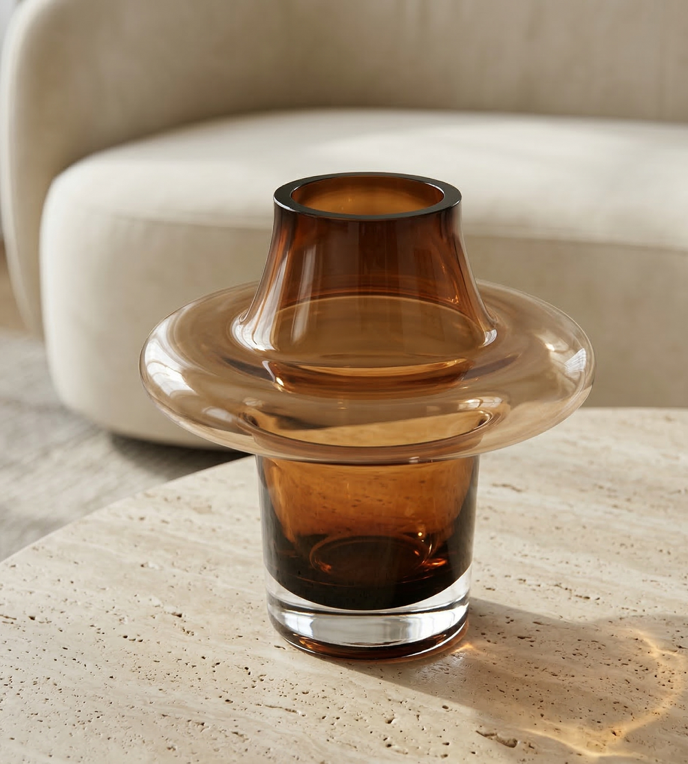 Cognac Flare Petit Glass Vase