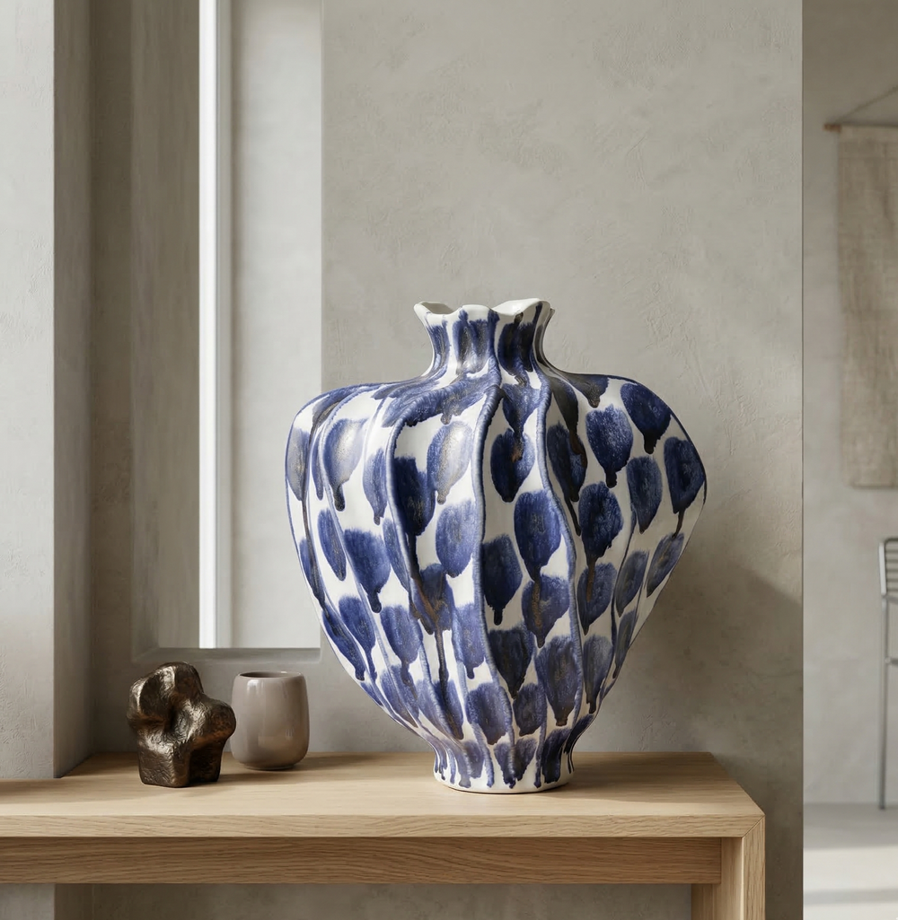 Indigo Bloom Porcelain Vase