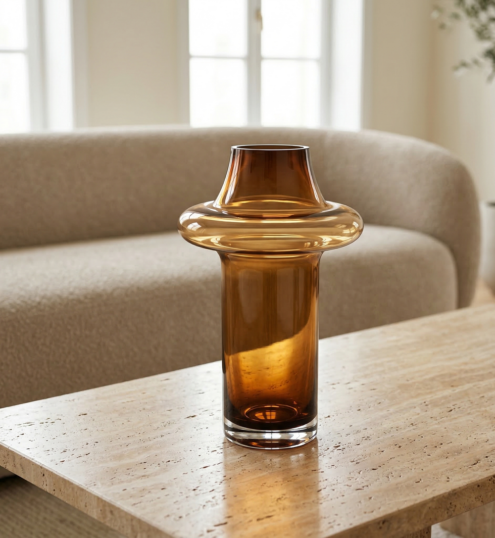 Cognac Flare Glass Vase