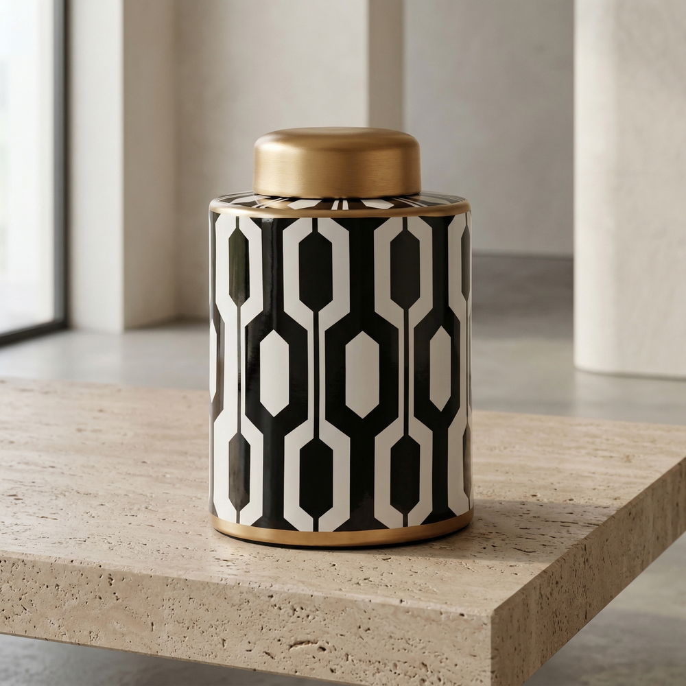 Art Deco Mono Lattice Cannister-Small
