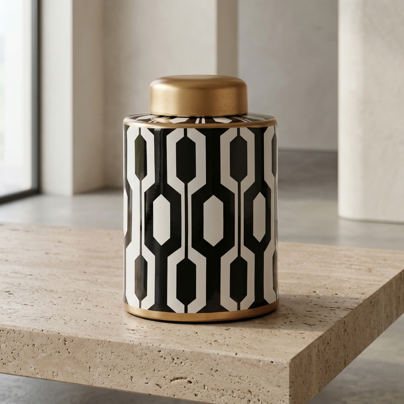 Art Deco Mono Lattice Cannister-Small