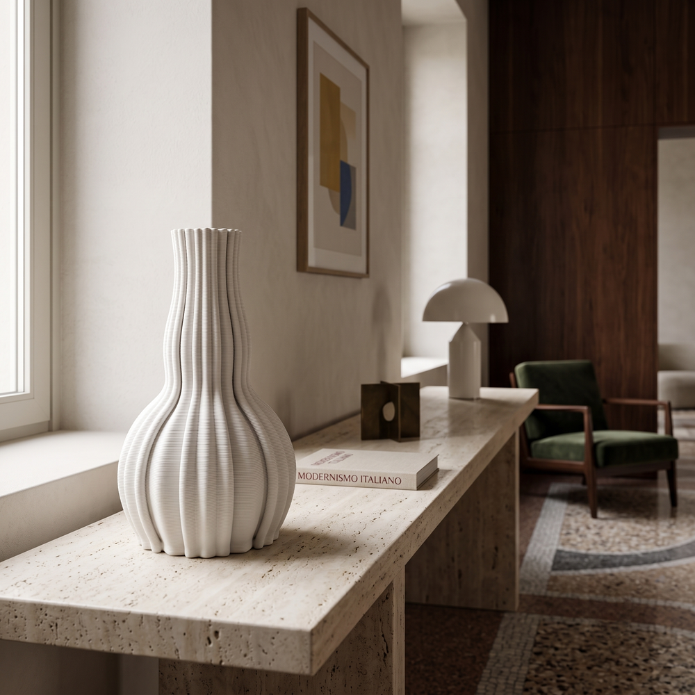Pleated Ballroom Vase - White