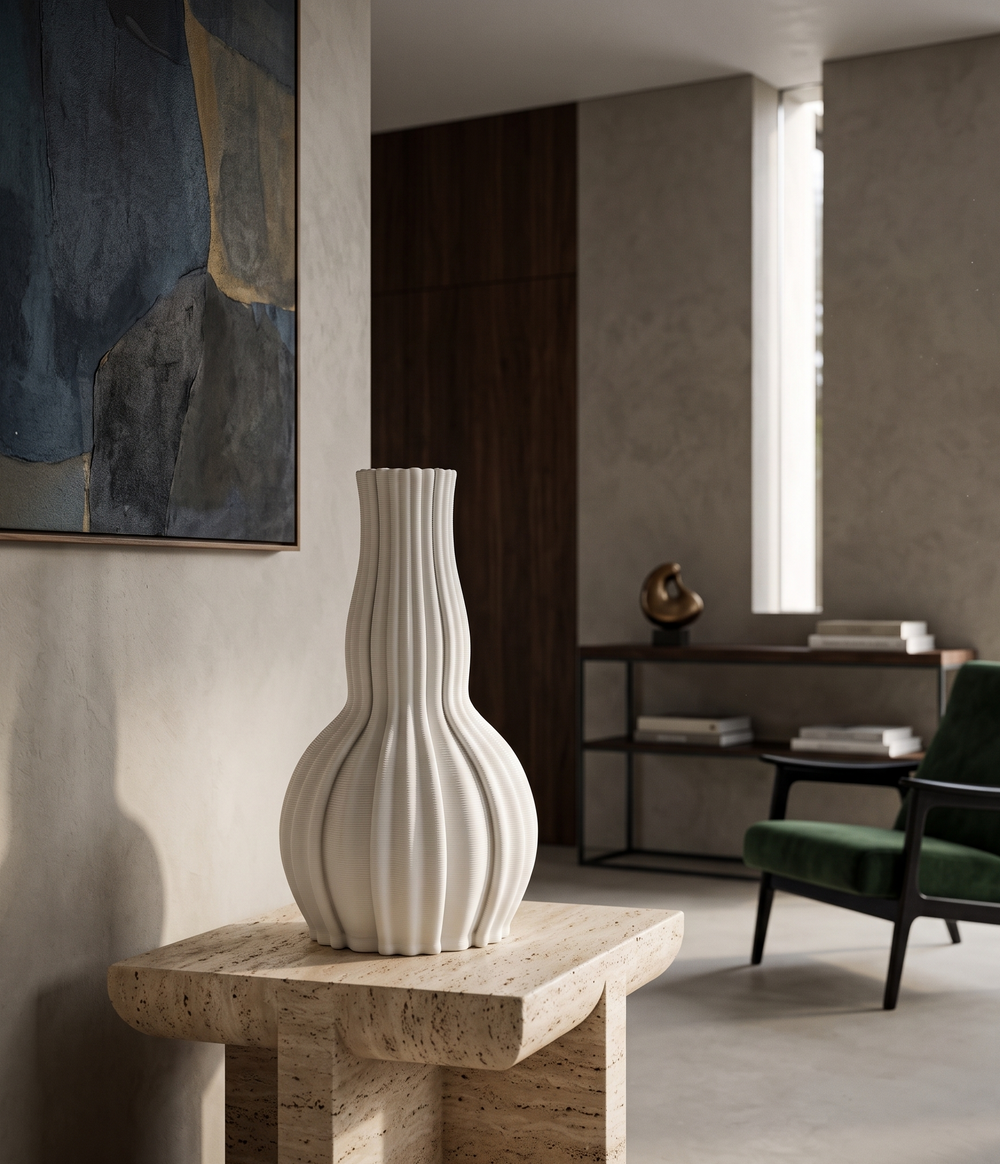 Pleated Ballroom Vase - White
