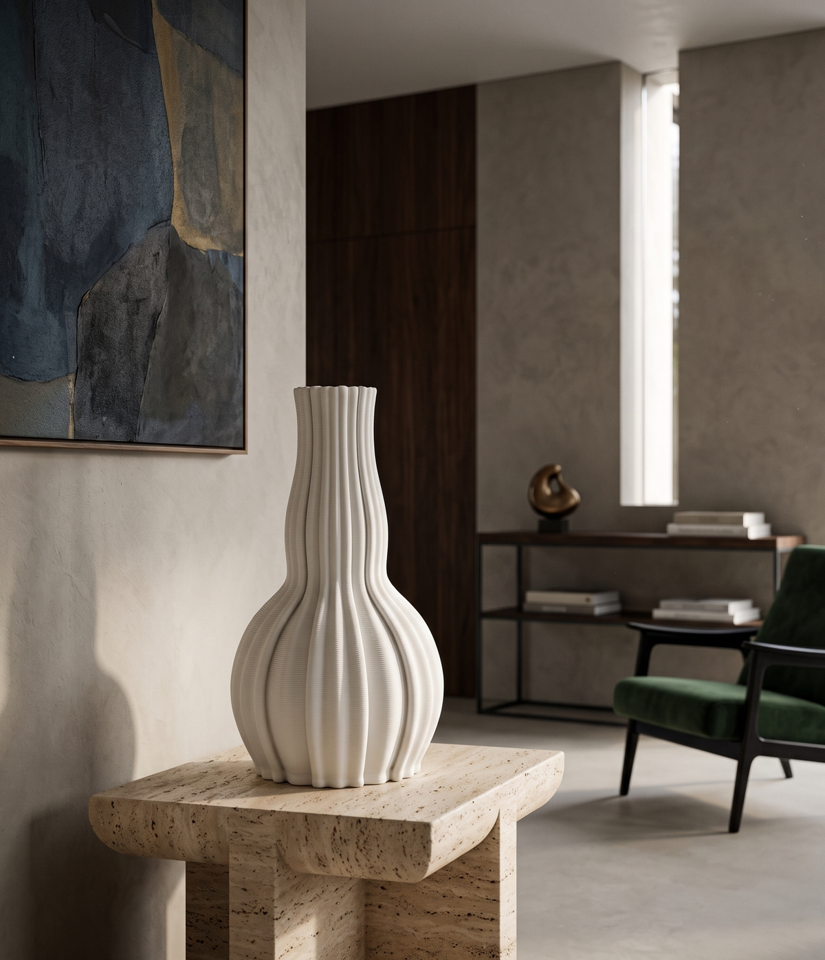 Pleated Ballroom Vase - White