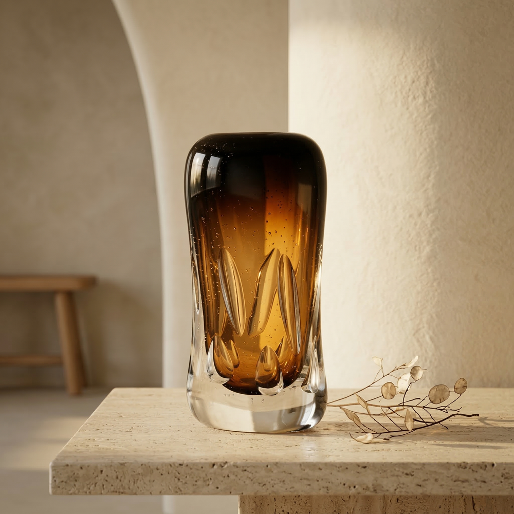 Umber Nebula Art Crystal Vase