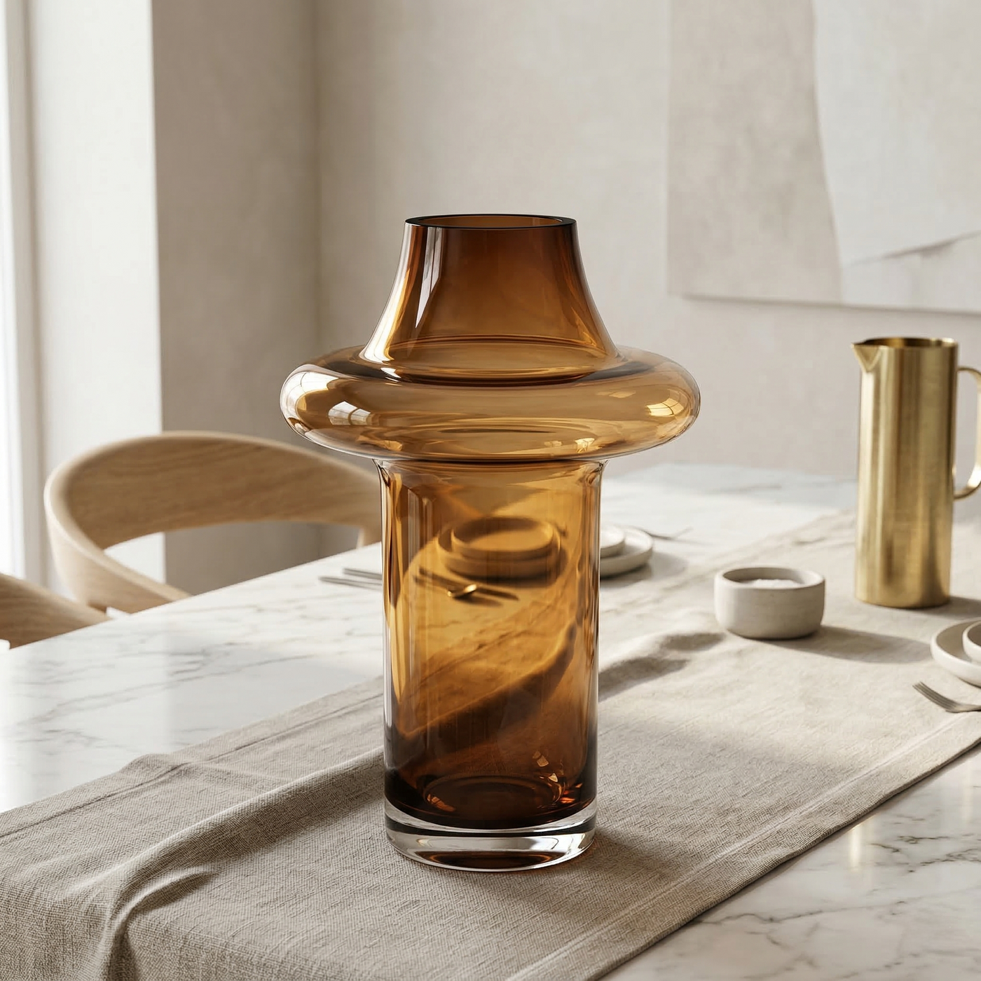 Cognac Flare Glass Vase