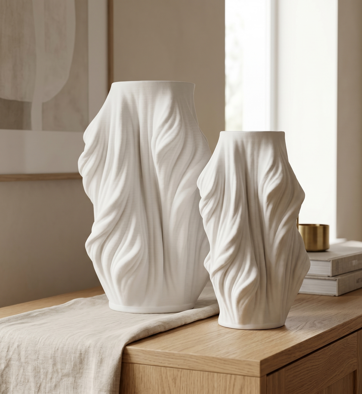 Twisted Silhouette Tall Vase-White