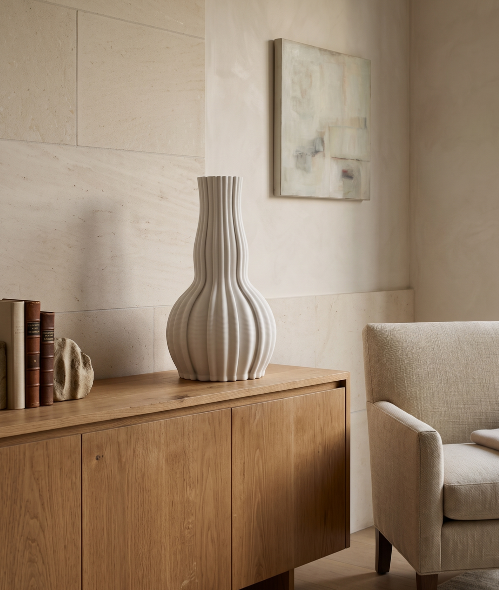 Pleated Ballroom Vase - White