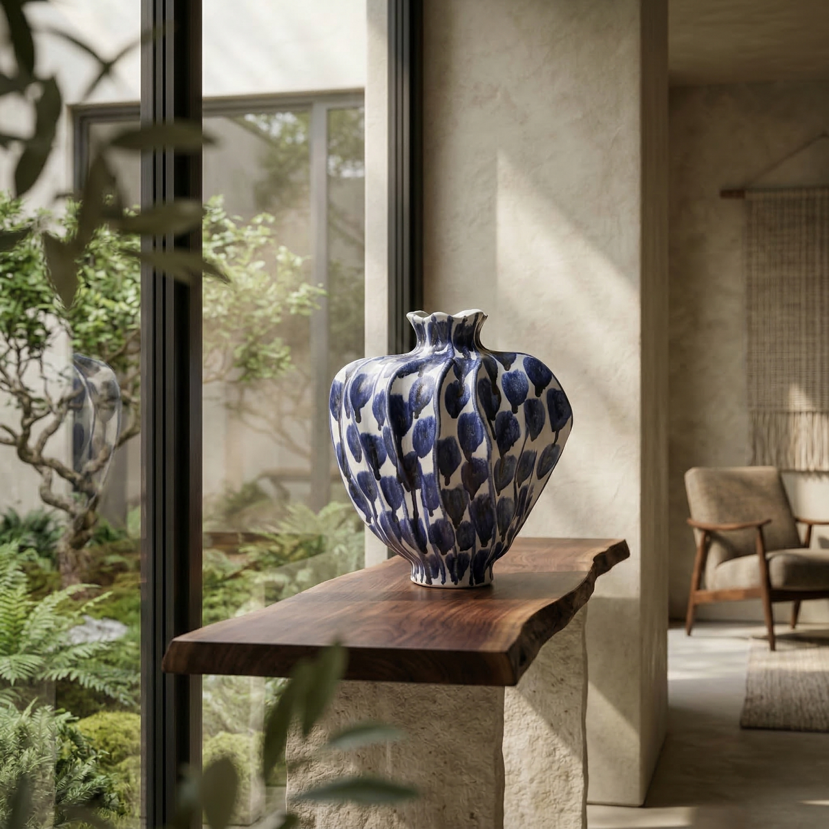 Indigo Bloom Porcelain Vase