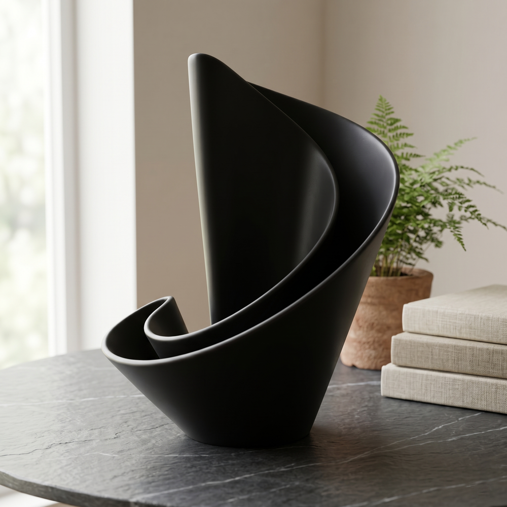 Velum Fold Vase - Black
