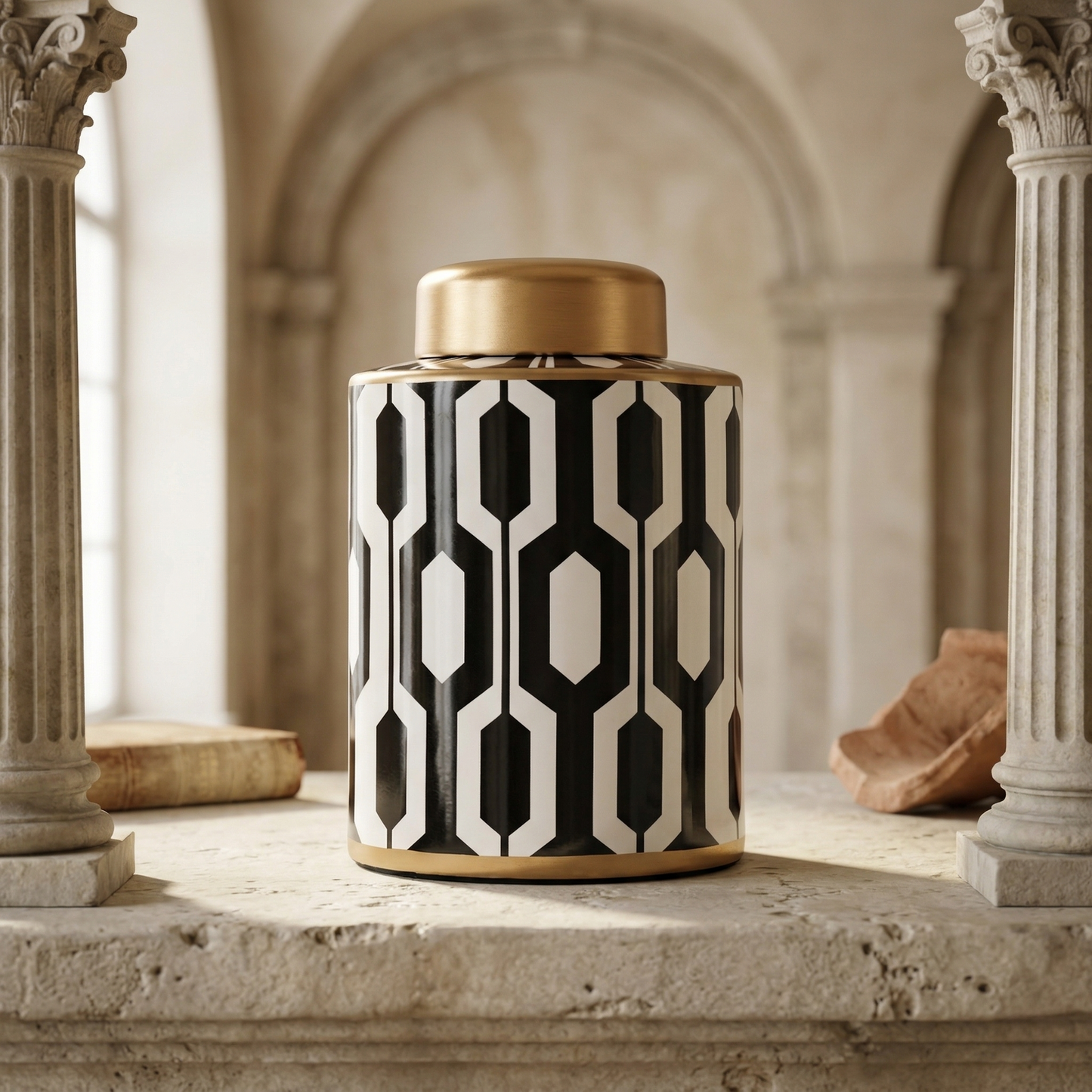 Art Deco Mono Lattice Cannister-Small