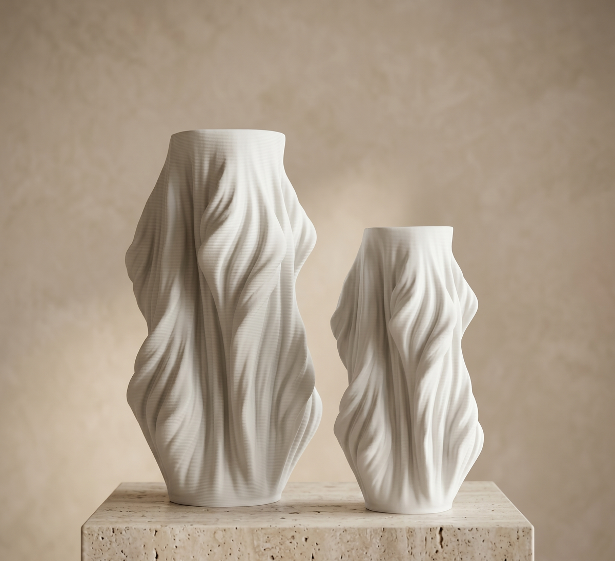 Twisted Silhouette Tall Vase-White