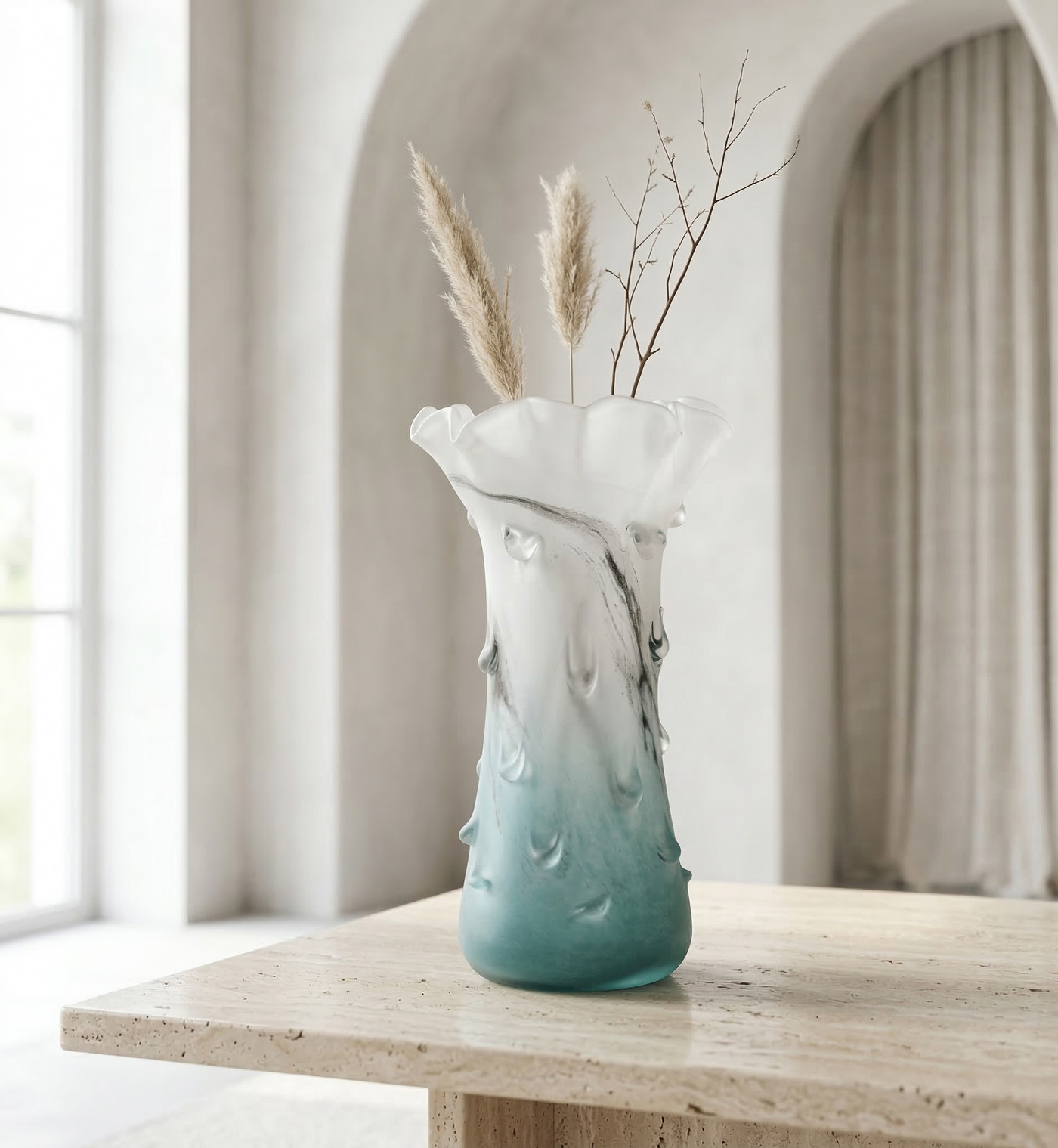 Coastal Tide Art Glass Vase