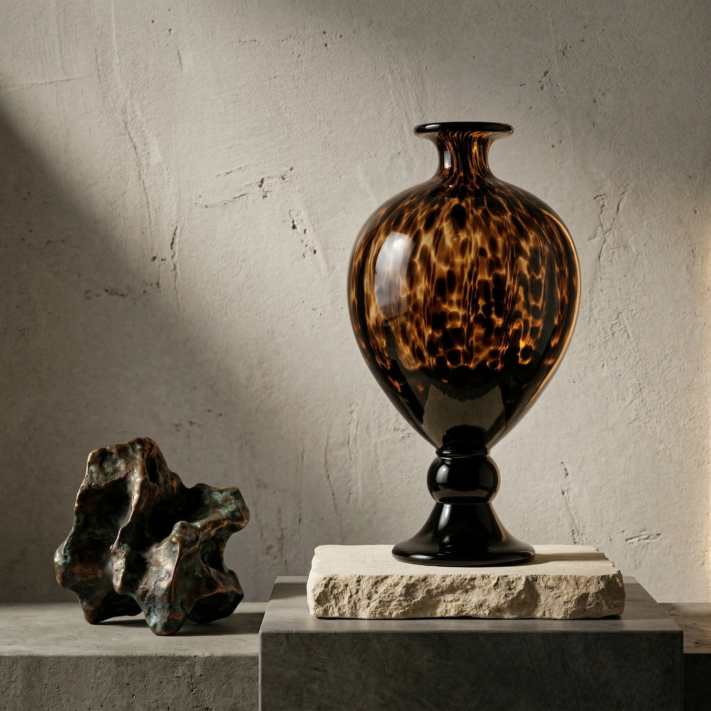 Tortoiseshell Pedestal Glass Vase
