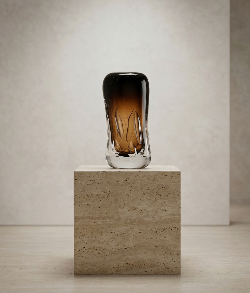 Umber Nebula Art Crystal Vase