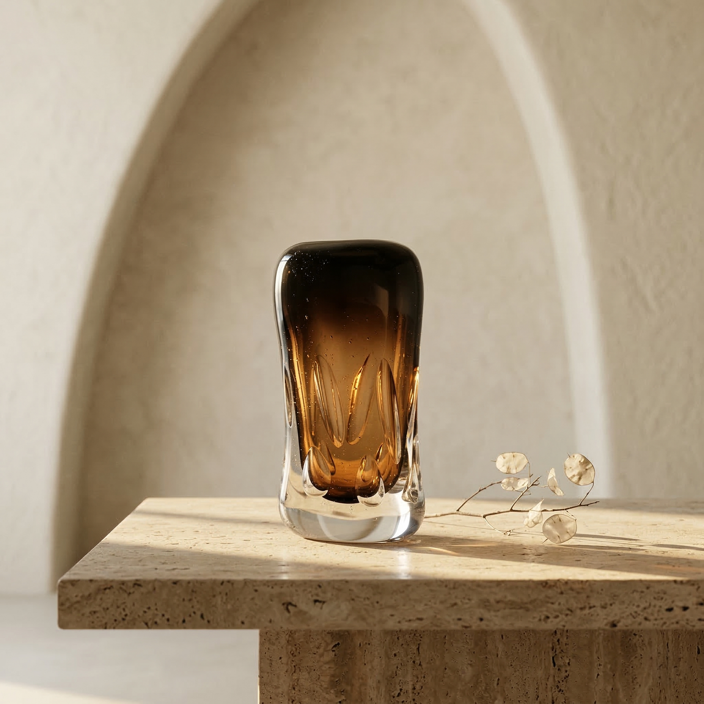 Umber Nebula Art Crystal Vase