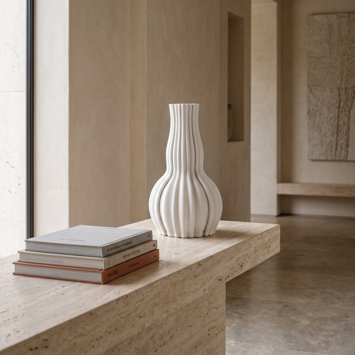 Pleated Ballroom Vase - White