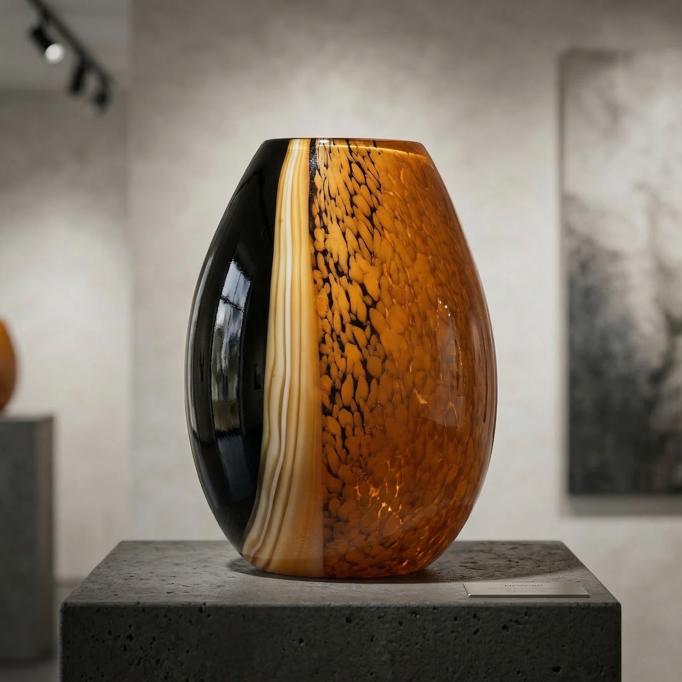 Molten Amber Glass Vase