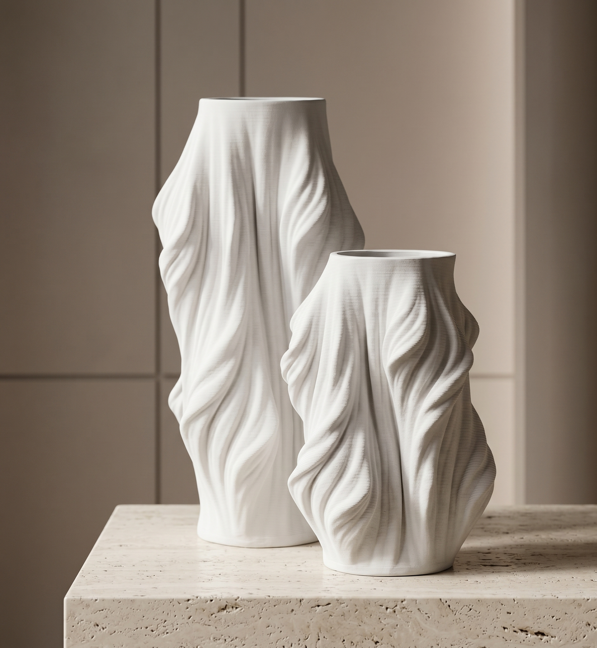 Twisted Silhouette Tall Vase-White