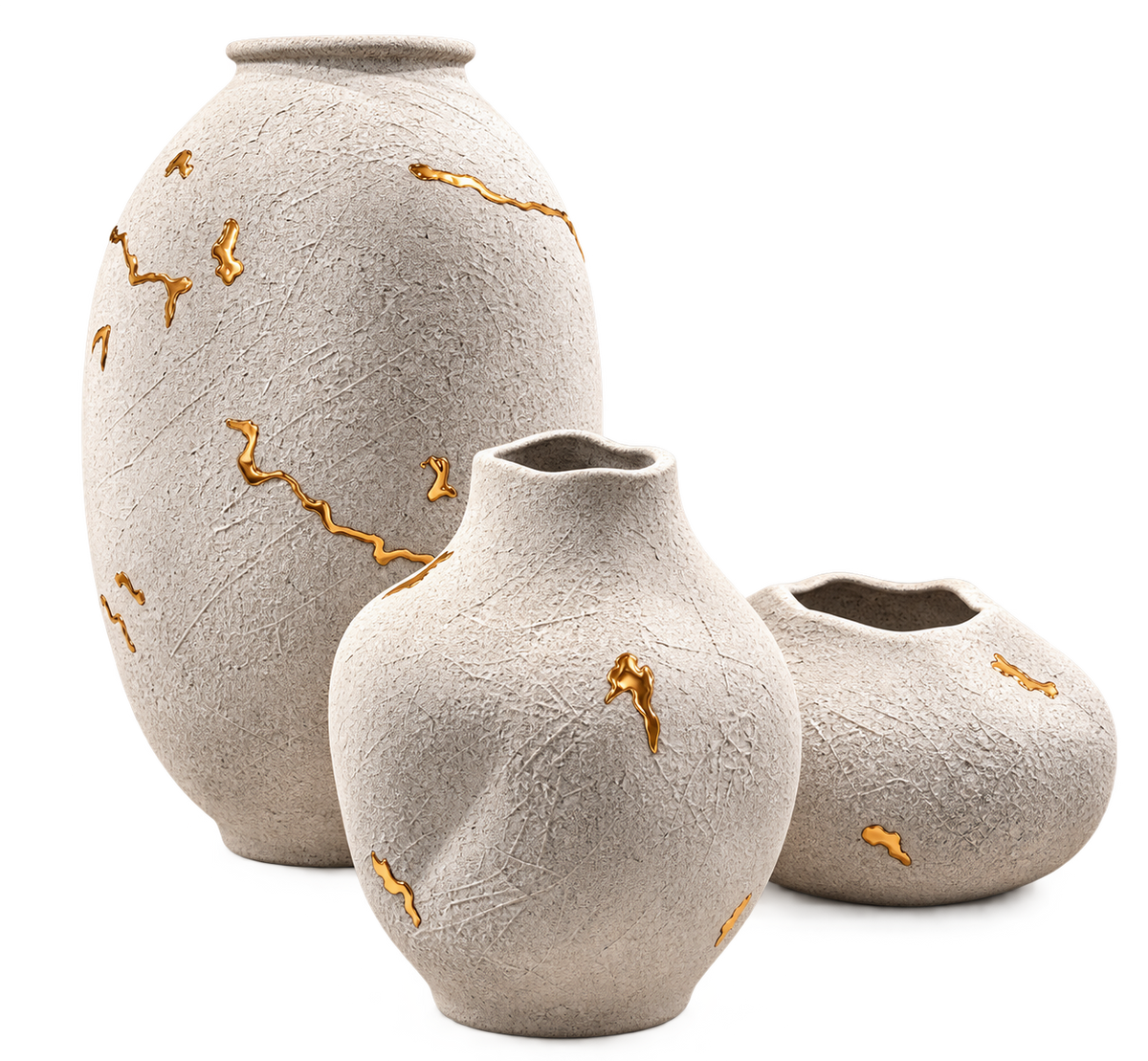 Kintsugi Ceramic Vases | Set of 3