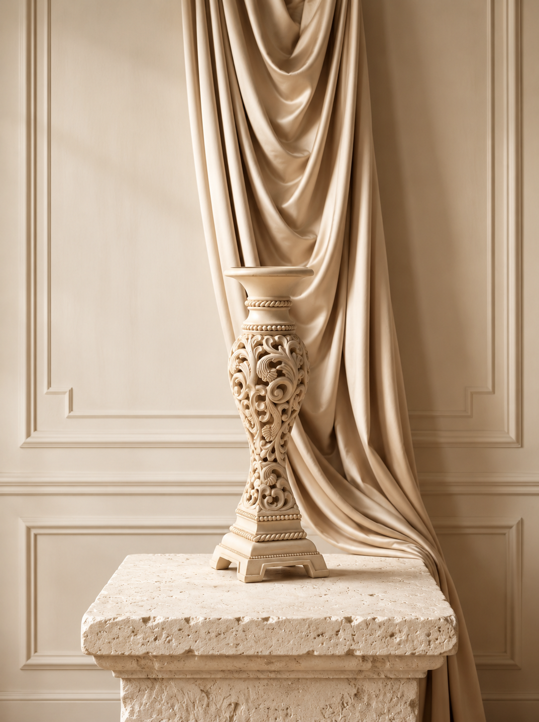Palais Filigree Candle Holder-White