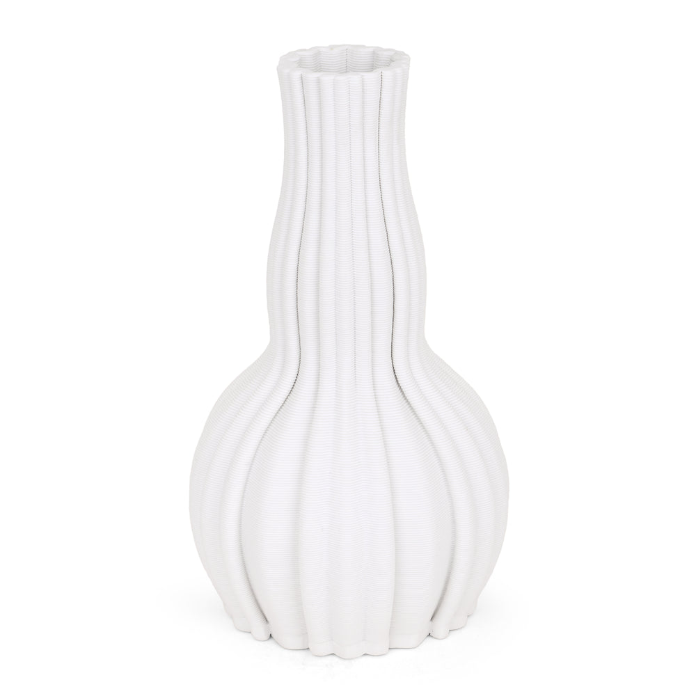 Pleated Ballroom Vase - White