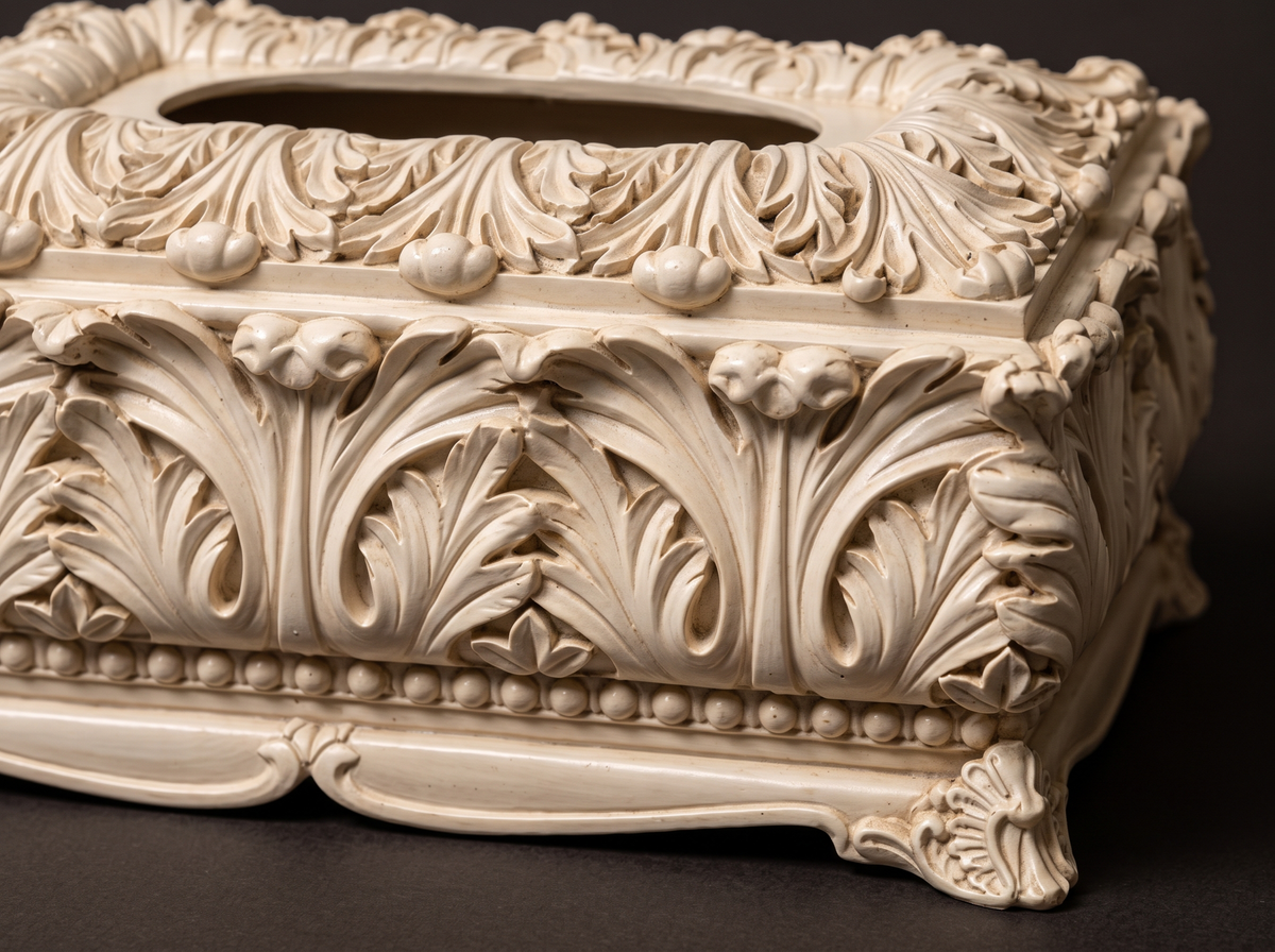 Ivory Acanthus Tissue Box