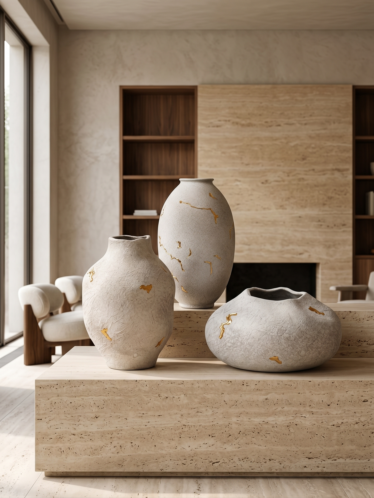 Kintsugi Ceramic Vases | Set of 3