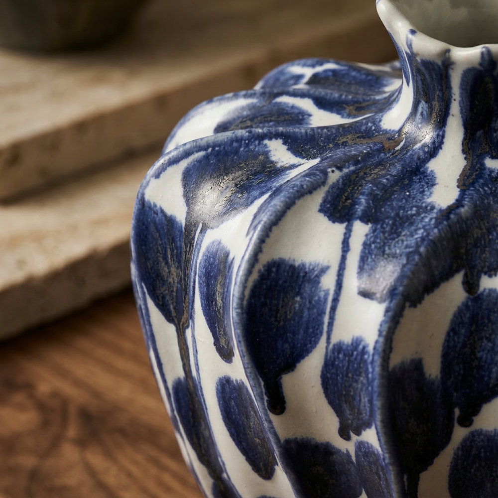 Indigo Bloom Porcelain Vase