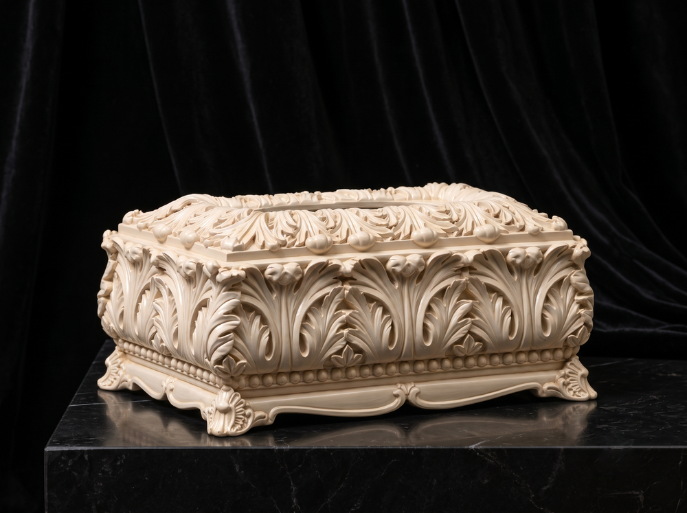 Ivory Acanthus Tissue Box