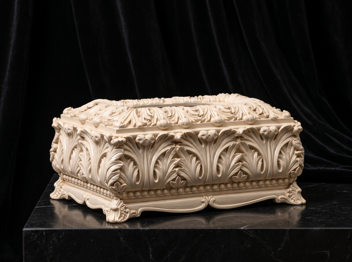 Ivory Acanthus Tissue Box