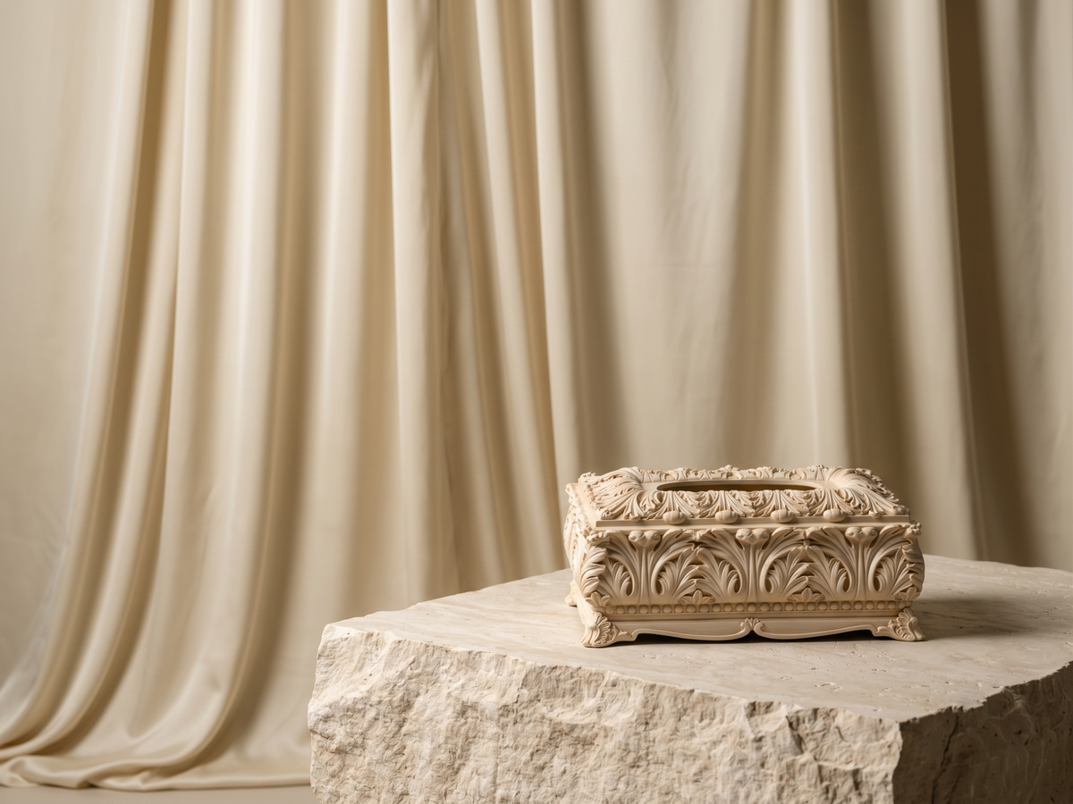 Ivory Acanthus Tissue Box