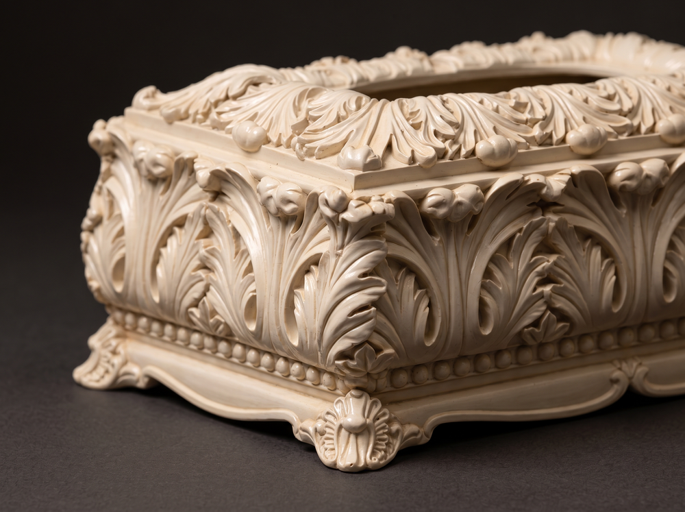 Ivory Acanthus Tissue Box